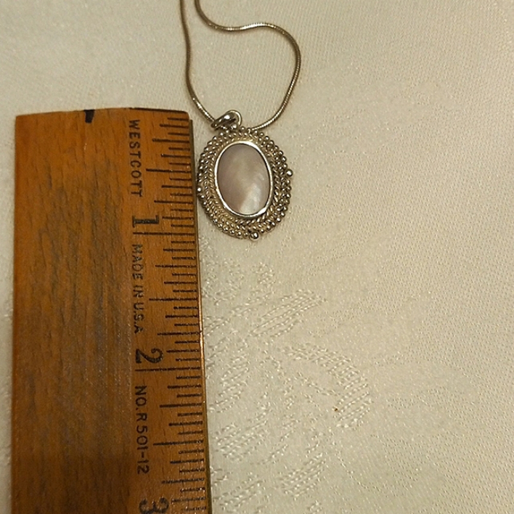 Vintage 925 White Chalcedony Necklace - Picture 9 of 9